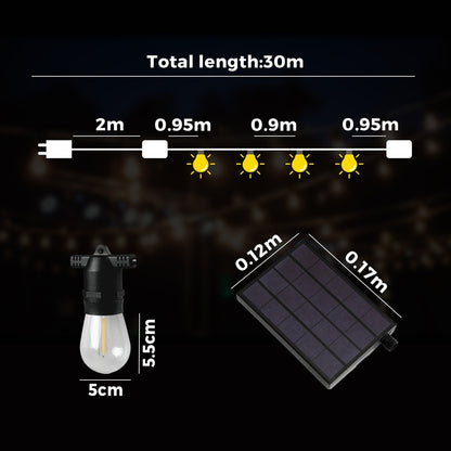Mazam 30M Solar LED Festoon String Lights Christmas Waterproof-Festoon Light-PEROZ Accessories