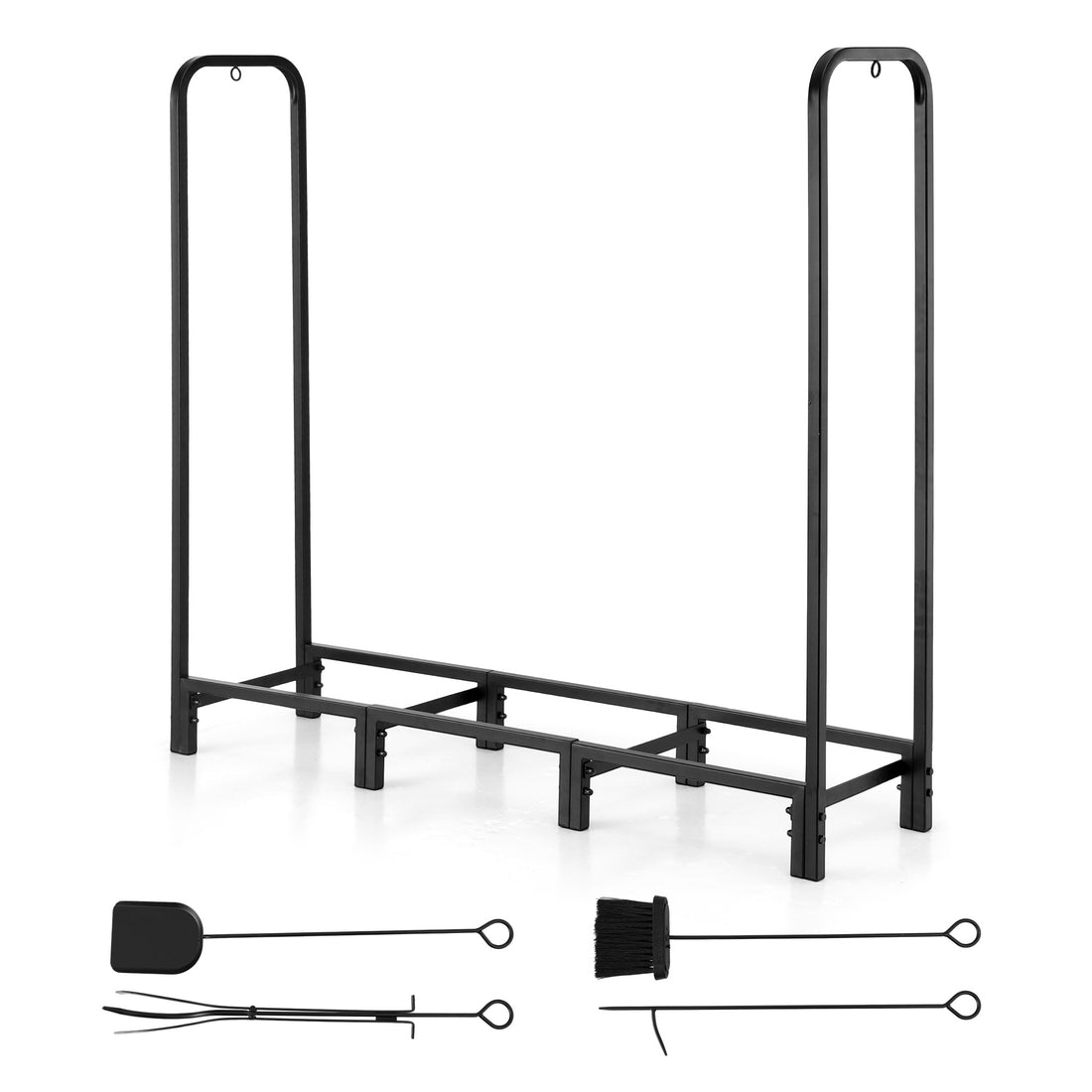 Gardeon Firewood Rack 120cm Wood Rack 3 Sizes Firewood Storage with Tools Black-Home &amp; Garden > Garden Tools > Gardening Accessories-PEROZ Accessories