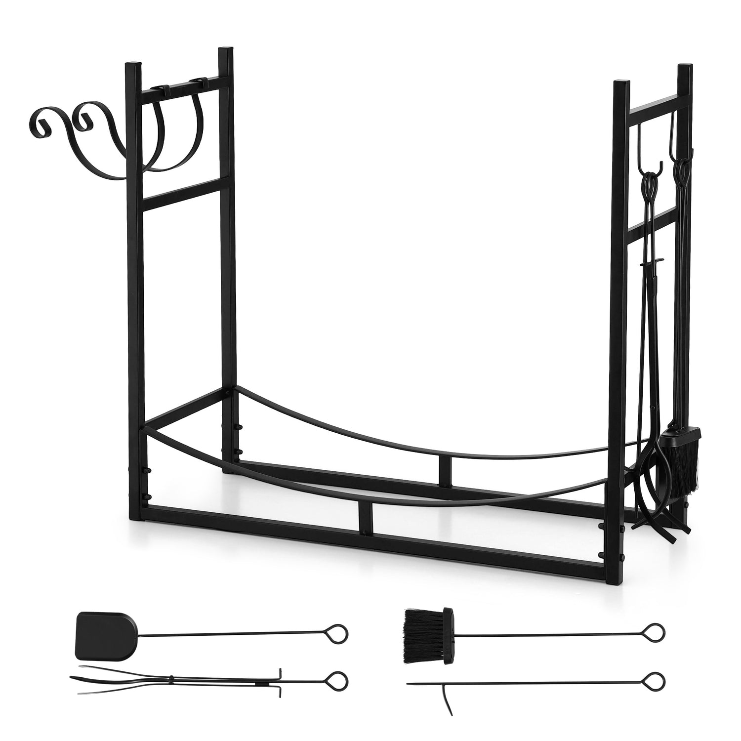 Gardeon Firewood Rack 84cm Wood Rack Firewood Storage Indoor Outdoor Black-Home &amp; Garden &gt; Garden Tools &gt; Gardening Accessories-PEROZ Accessories