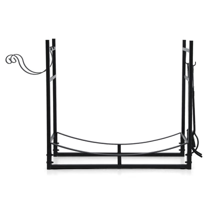 Gardeon Firewood Rack 84cm Wood Rack Firewood Storage Indoor Outdoor Black-Home &amp; Garden &gt; Garden Tools &gt; Gardening Accessories-PEROZ Accessories
