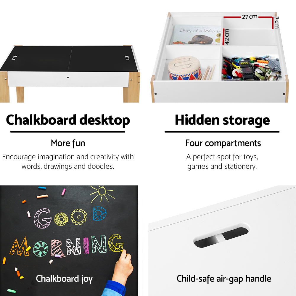 Keezi Kids Table Chair Set Children Storage Study Desk Toy Play Game Chalkboard-Baby &amp; Kids &gt; Baby &amp; Kid&