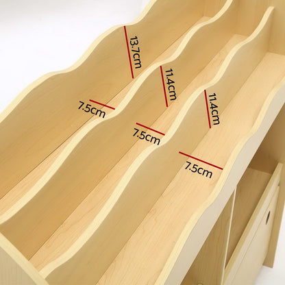 Keezi 3 Tiers Kids Bookshelf Storage Children Bookcase Toy Box Organiser Display-Bookcases &amp; Shelves-PEROZ Accessories