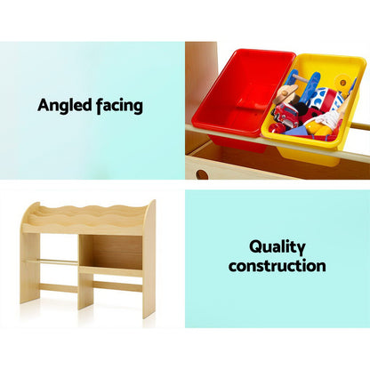 Keezi 3 Tiers Kids Bookshelf Storage Children Bookcase Toy Box Organiser Display-Bookcases &amp; Shelves-PEROZ Accessories