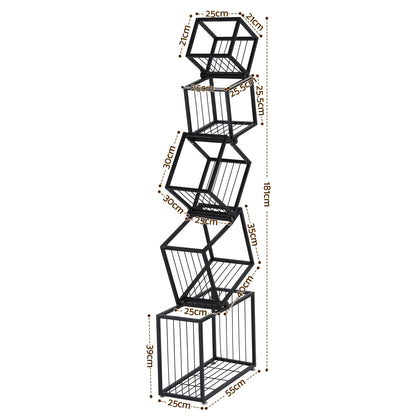 Artiss 5-Tier Bookshelf Metal Geometric Display Shelf Storage Organizer Black-Furniture > Living Room > Bookcases &amp; Shelves-PEROZ Accessories