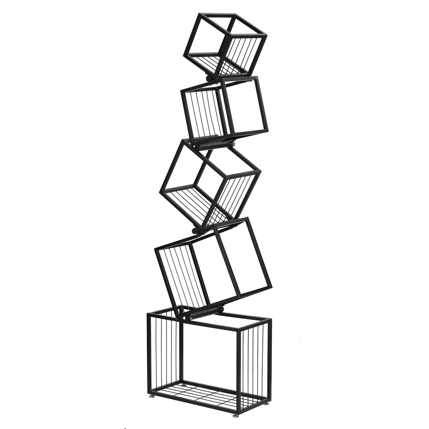 Artiss 5-Tier Bookshelf Metal Geometric Display Shelf Storage Organizer Black-Furniture > Living Room > Bookcases &amp; Shelves-PEROZ Accessories
