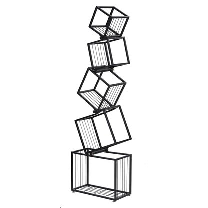Artiss 5-Tier Bookshelf Metal Geometric Display Shelf Storage Organizer Black-Furniture > Living Room > Bookcases &amp; Shelves-PEROZ Accessories