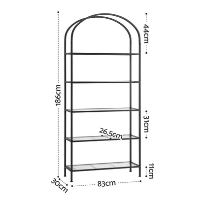 Artiss 5 Tiers Bookshelf Industrial Etagere Bookcase Display Shelf Black