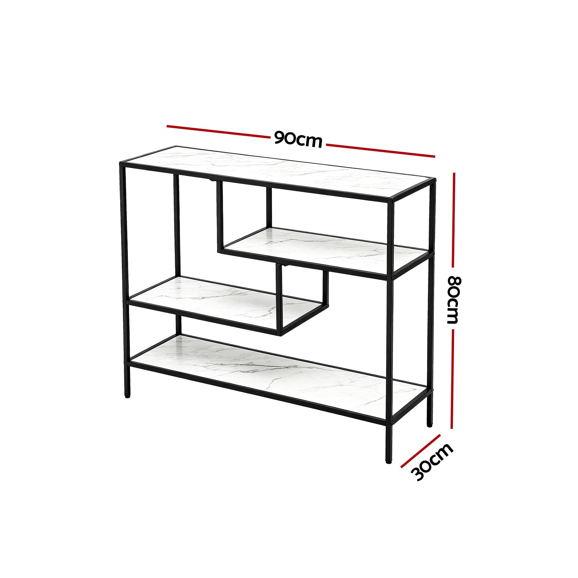 Artiss Console Table Entryway Hallway Marble Effect 4-Tier Storage Shelves White-Furniture > Living Room > Side Tables-PEROZ Accessories