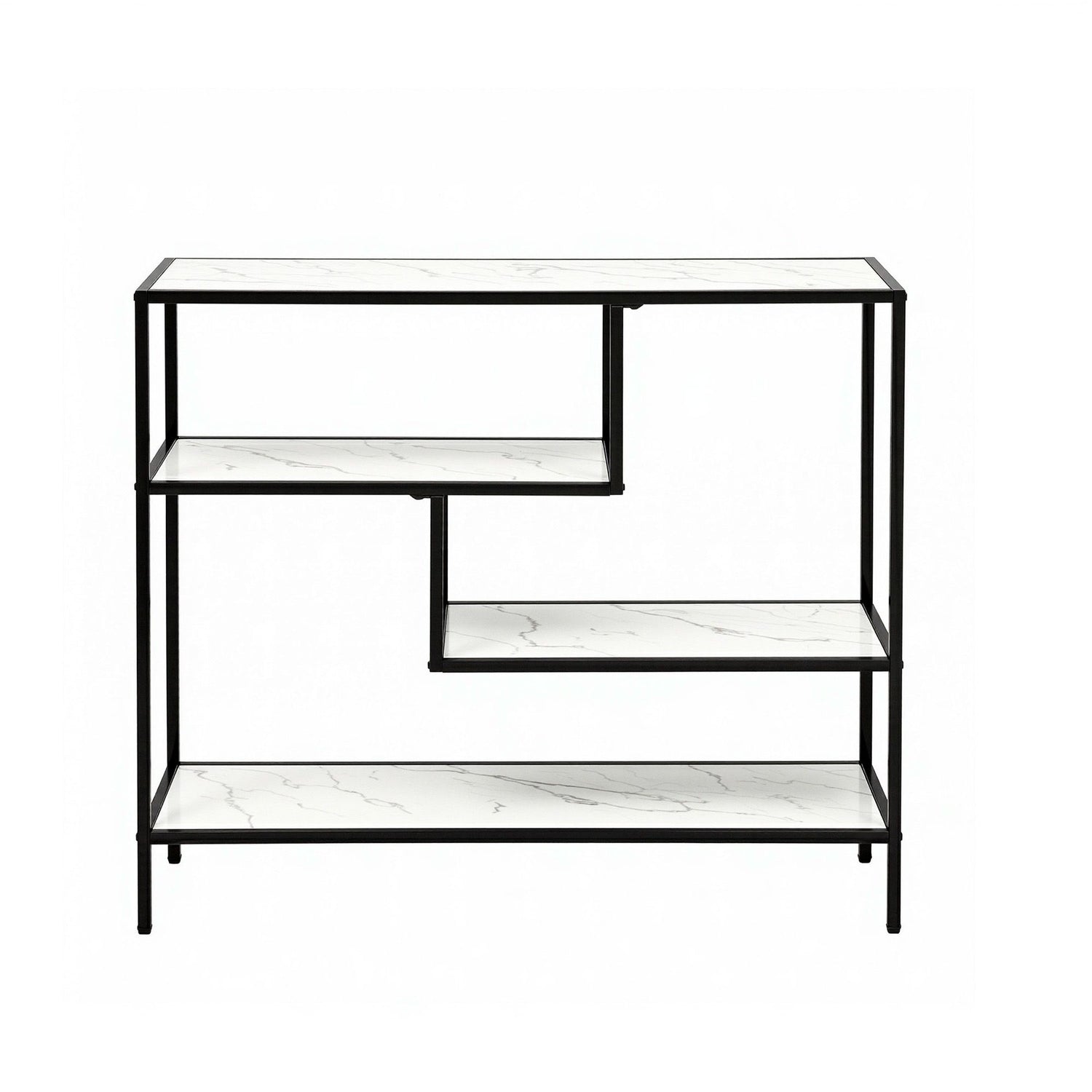 Artiss Console Table Entryway Hallway Marble Effect 4-Tier Storage Shelves White-Furniture > Living Room > Side Tables-PEROZ Accessories