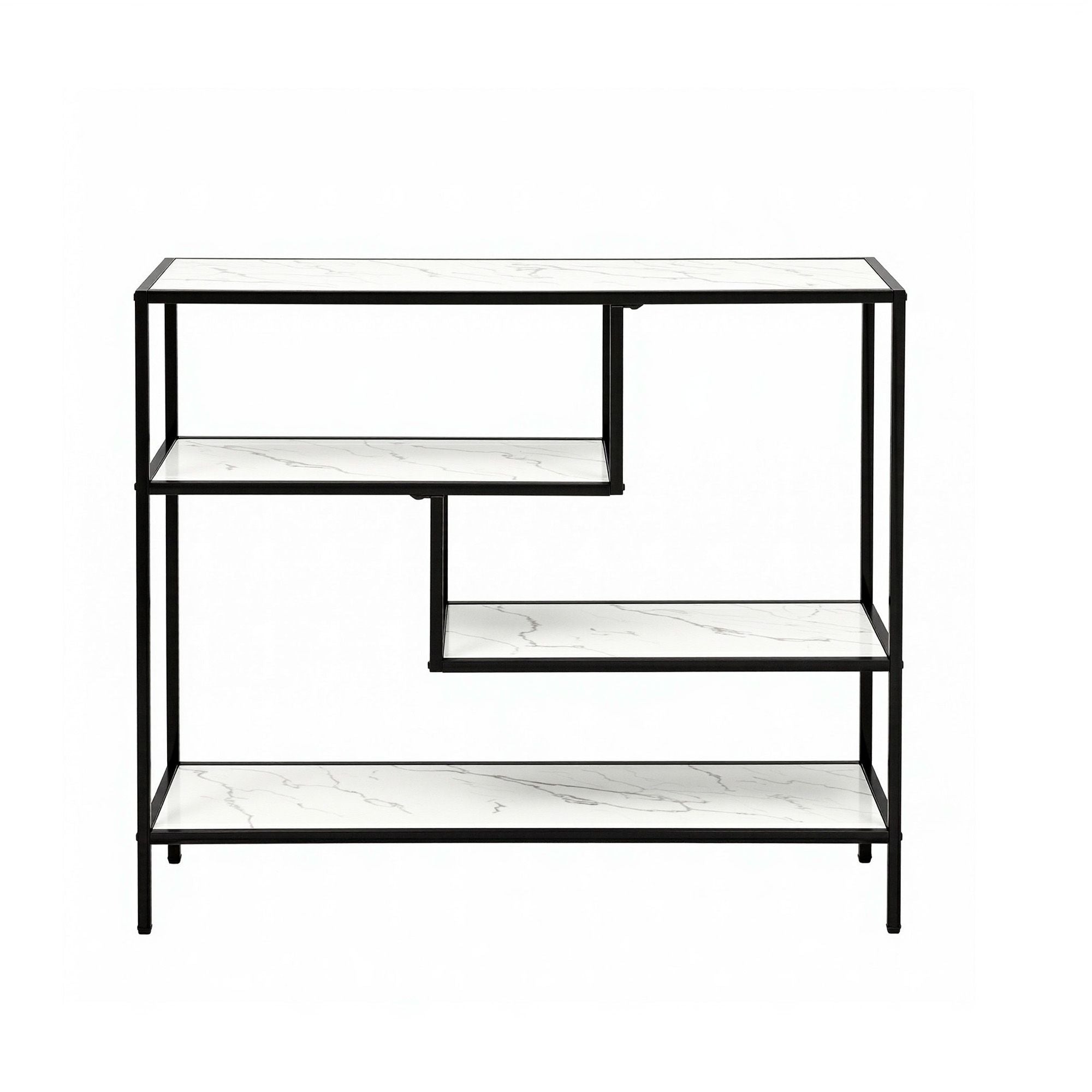 Artiss Console Table Entryway Hallway Marble Effect 4-Tier Storage Shelves White-Furniture > Living Room > Side Tables-PEROZ Accessories