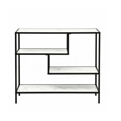 Artiss Console Table Entryway Hallway Marble Effect 4-Tier Storage Shelves White-Furniture > Living Room > Side Tables-PEROZ Accessories