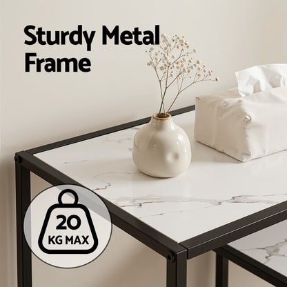 Artiss Console Table Entryway Hallway Marble Effect 4-Tier Storage Shelves White-Furniture > Living Room > Side Tables-PEROZ Accessories