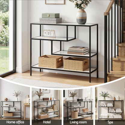 Artiss Console Table Entryway Hallway Marble Effect 4-Tier Storage Shelves White-Furniture > Living Room > Side Tables-PEROZ Accessories