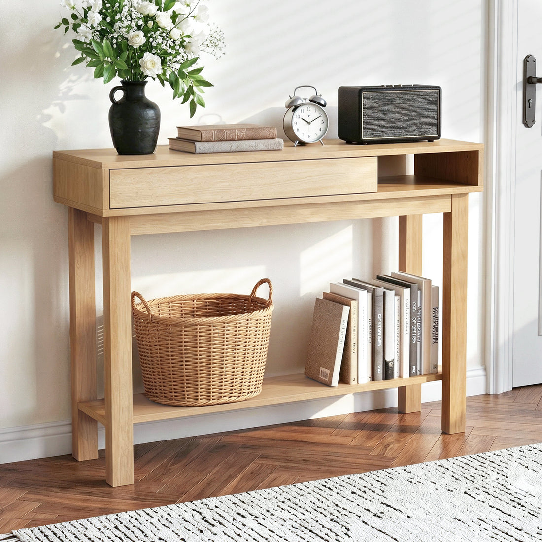 Artiss Console Table Entryway Hallway Sofa Side Table Drawer Shelf 100CM Wood-Furniture > Living Room > Side Tables-PEROZ Accessories