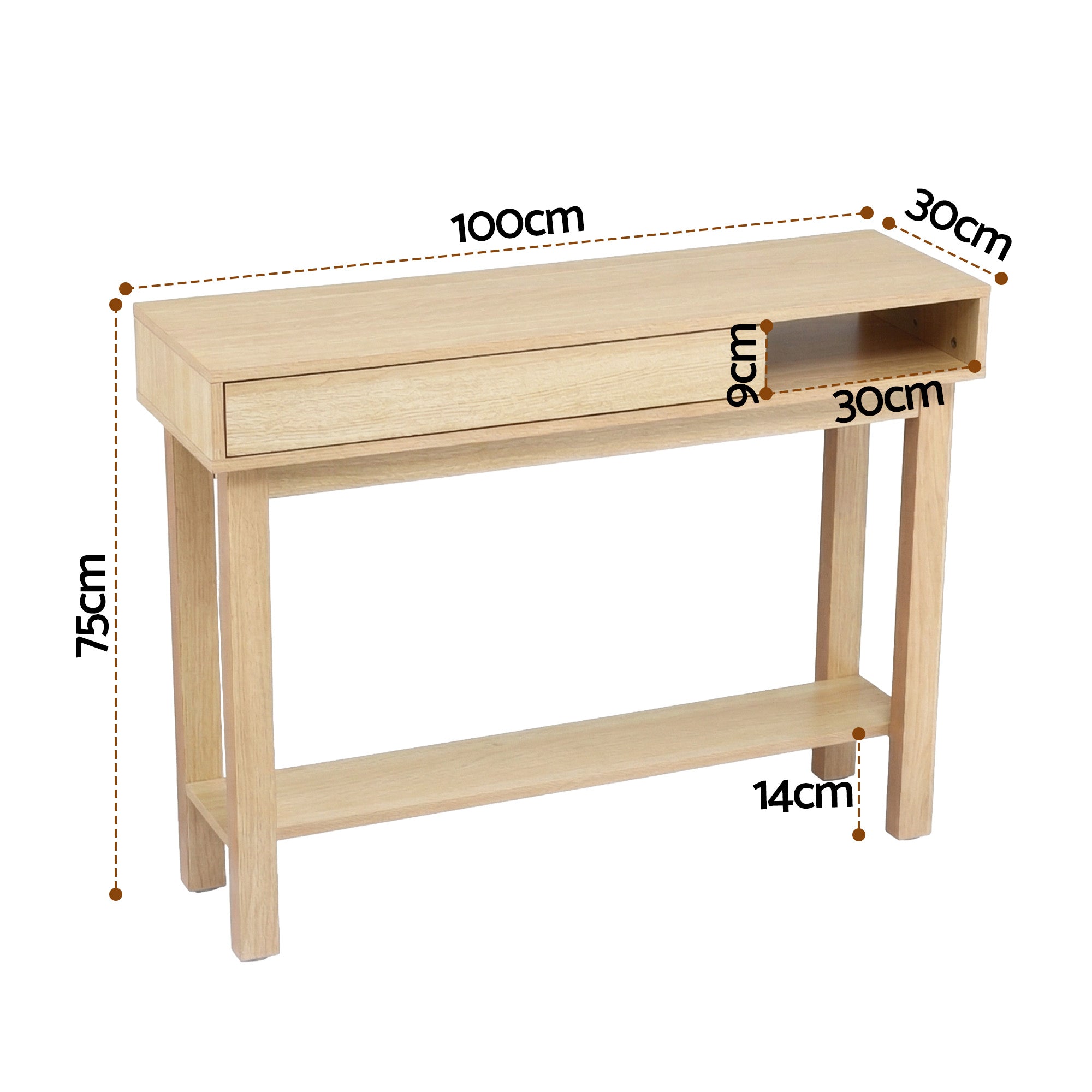 Artiss Console Table Entryway Hallway Sofa Side Table Drawer Shelf 100CM Wood-Furniture > Living Room > Side Tables-PEROZ Accessories