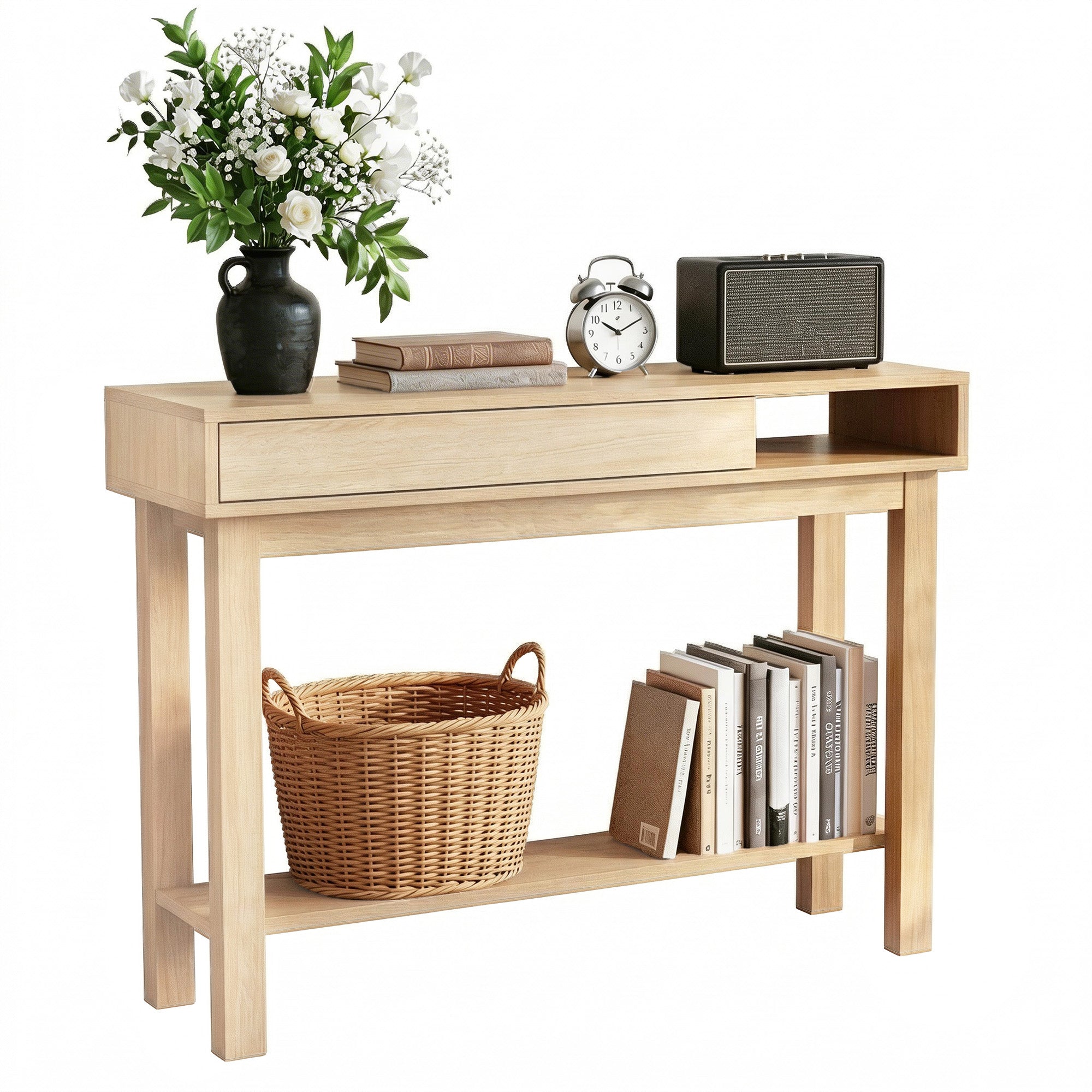 Artiss Console Table Entryway Hallway Sofa Side Table Drawer Shelf 100CM Wood-Furniture > Living Room > Side Tables-PEROZ Accessories