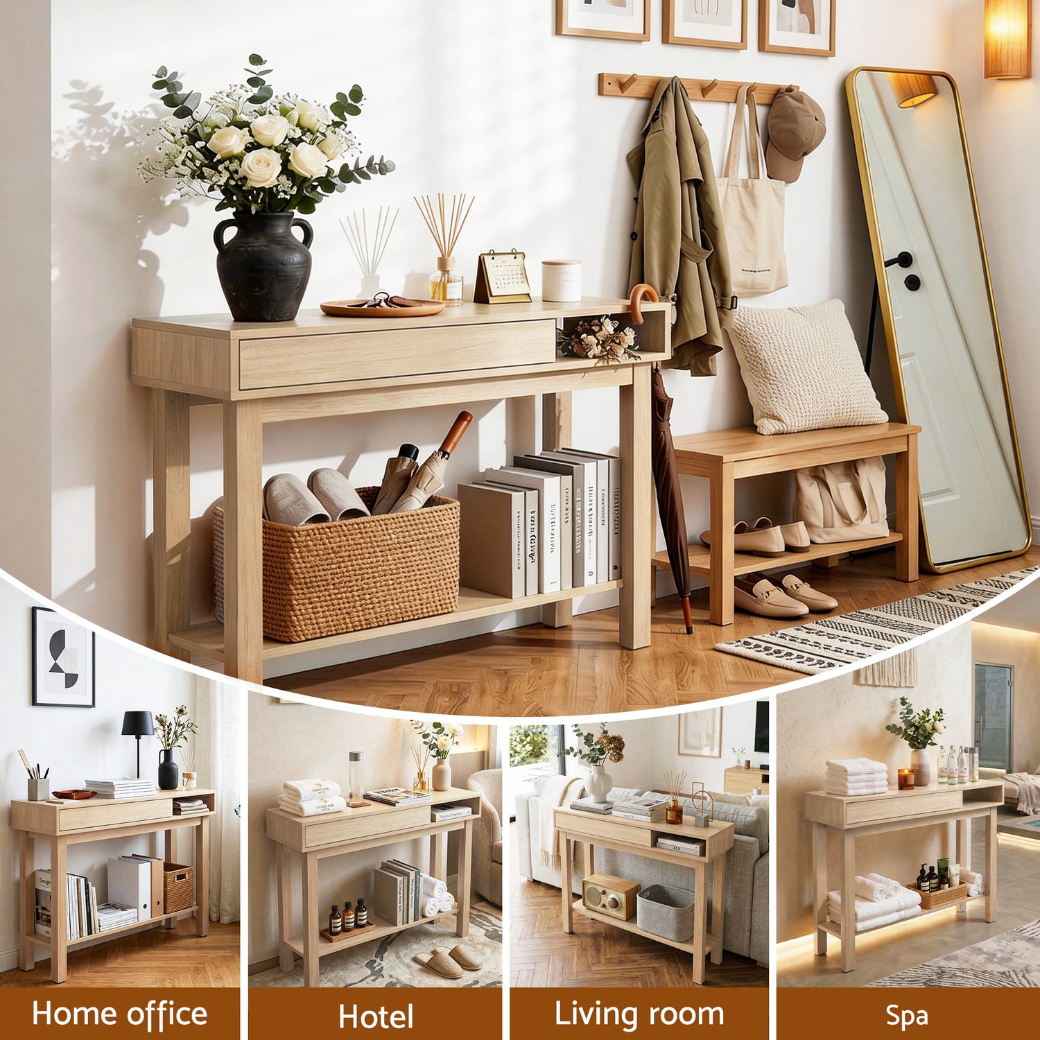 Artiss Console Table Entryway Hallway Sofa Side Table Drawer Shelf 100CM Wood-Furniture > Living Room > Side Tables-PEROZ Accessories