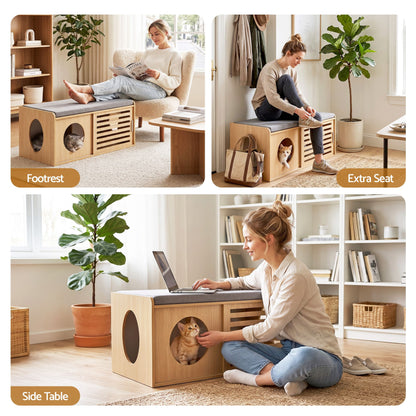Artiss Pet Ottoman Footrest Bench with MDF Frame 100kg Capacity Natural-Furniture > Living Room > Ottomans &amp; Footstools-PEROZ Accessories