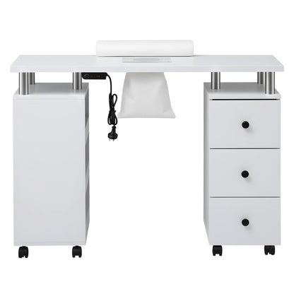 Artiss Manicure Table Nail Desk with Built-in Dust Collector Beauty Salon Station Drawers Shelves Wrist Cushion Wheels White