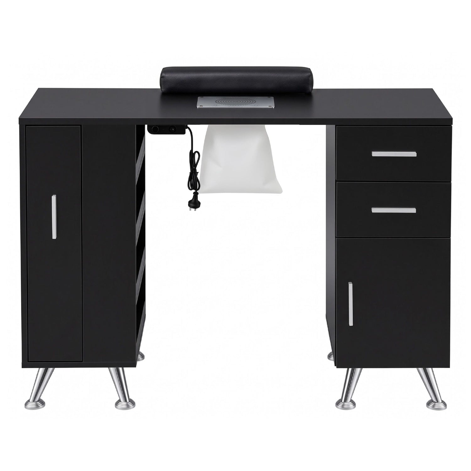 Artiss Manicure Table Nail Desk with Built-in Dust Collector Beauty Salon Station Drawers Shelves Wrist Cushion Black