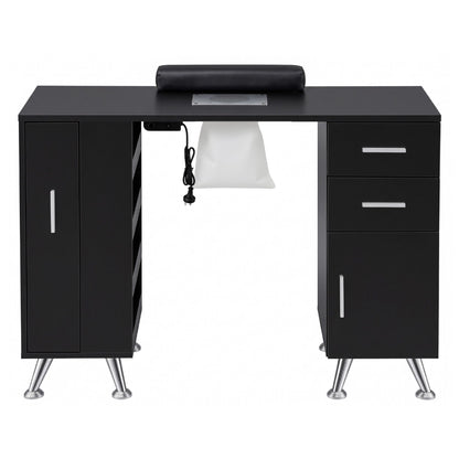 Artiss Manicure Table Nail Desk with Built-in Dust Collector Beauty Salon Station Drawers Shelves Wrist Cushion Black