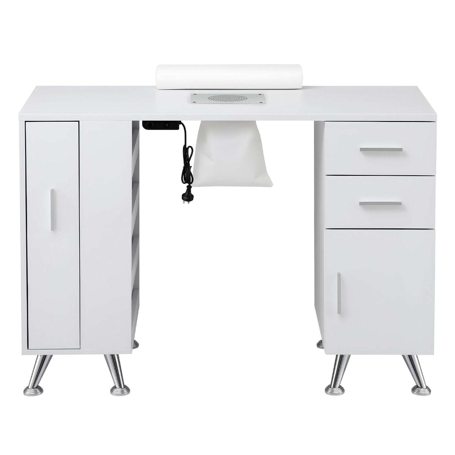 Artiss Manicure Table Nail Desk with Built-in Dust Collector Beauty Salon Station Drawers Shelves Wrist Cushion White
