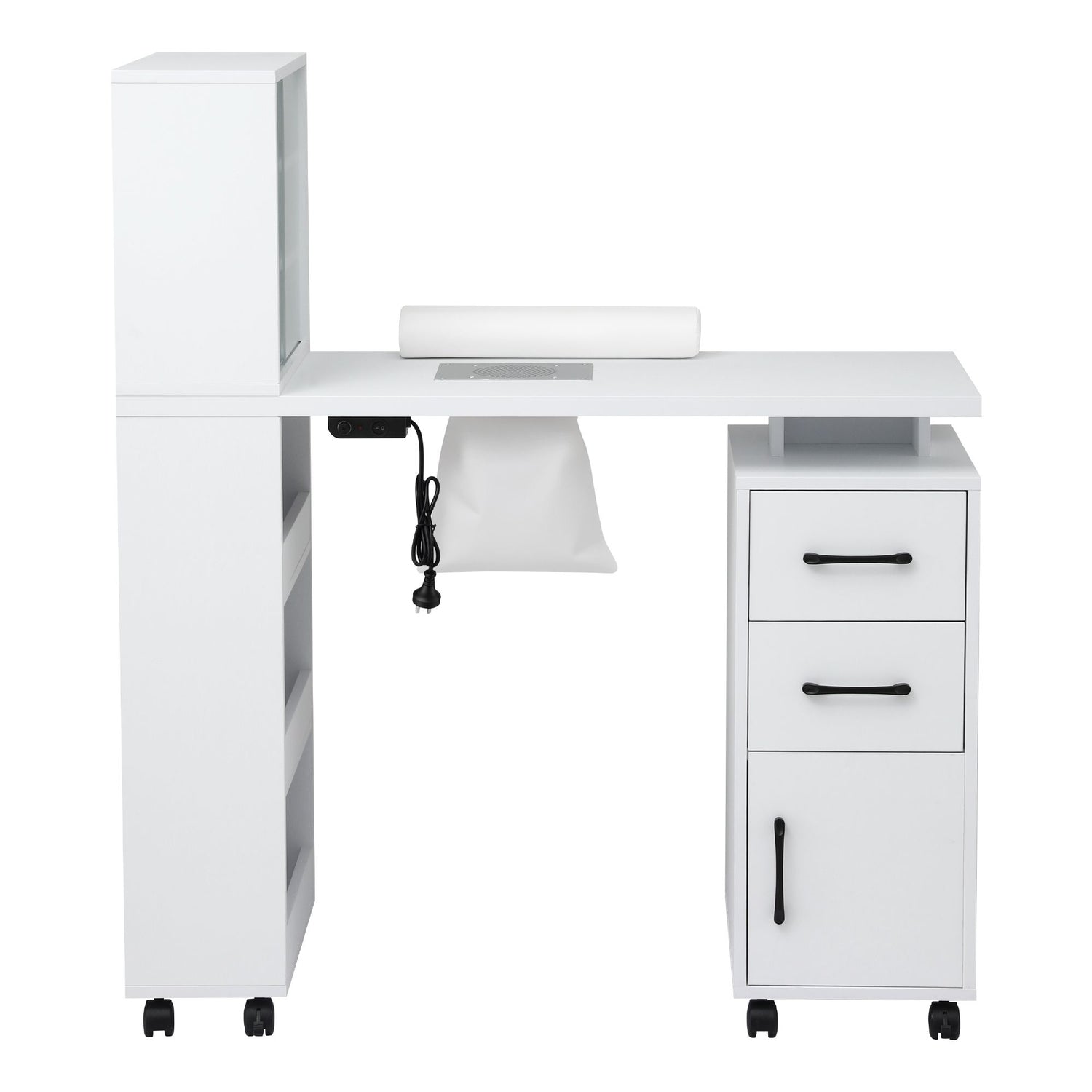 Artiss Manicure Table Nail Desk with Built-in Dust Collector Beauty Salon Station Drawers Shelves Wrist Cushion White