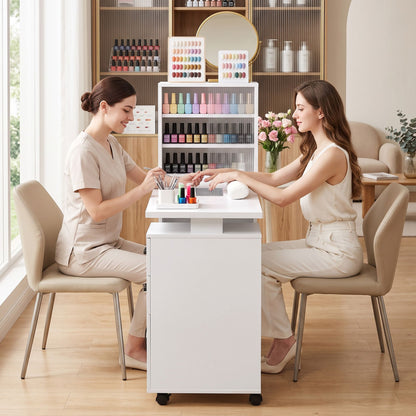 Artiss Manicure Table Nail Desk with Built-in Dust Collector Beauty Salon Station Drawers Shelves Wrist Cushion White