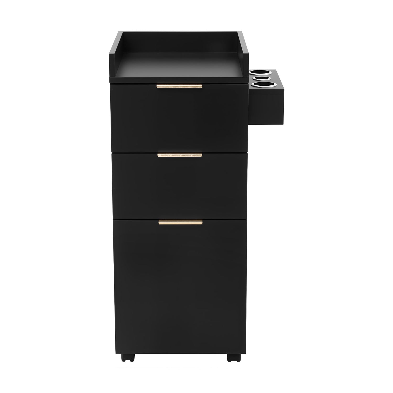 Artiss Professional Salon Station Rolling Cart, Hair Styling Beauty Cabinet with 2 Drawers, Large Supply Cabinet &amp; 3 Appliance Holders, Wood Barber Spa Trolley with 360° Wheels for Skincare &amp; Vanity, Black