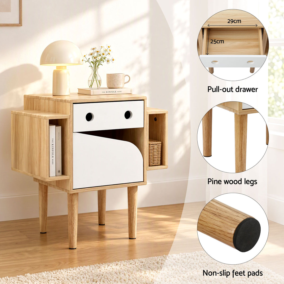 Artiss Bedside Table with Drawer Robot Design for Kids&