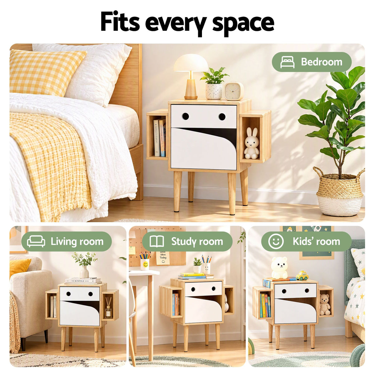 Artiss Bedside Table with Drawer Robot Design for Kids&
