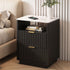 Artiss Bedside Table with Charging Station and 2 Drawers Black-Furniture > Bedroom > Bedside Tables-PEROZ Accessories