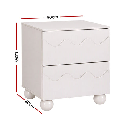 Artiss Bedside Table Nightstand 2 Drawers Storage Side Cabinet Beige-Furniture > Bedroom > Bedside Tables-PEROZ Accessories