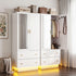 Artiss LED Wardrobe Cabinet Clothes Storage with Mirror 2 Drawers Hanging Rail-Home & Garden > Storage > Clothing & Wardrobe Storage-PEROZ Accessories