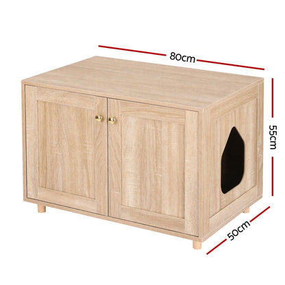 Artiss 2-In-1 Coffee Table Pet Cat House Wooden Side Table Storage Cabinet 80x50x55CM-Furniture > Living Room > Coffee Tables-PEROZ Accessories