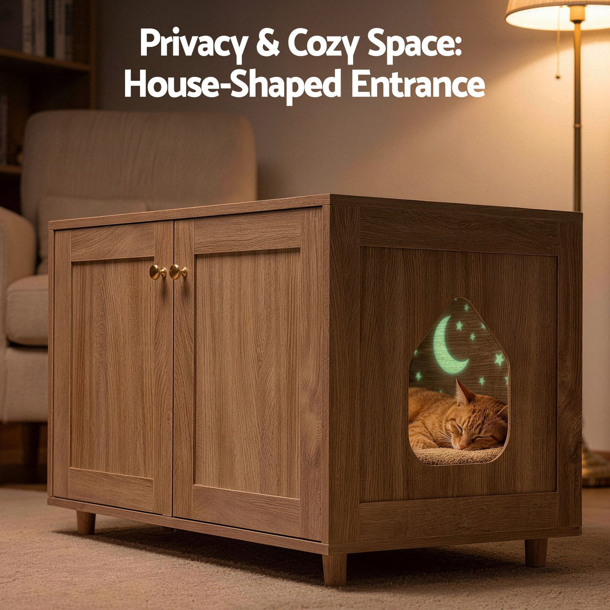 Artiss 2-In-1 Coffee Table Pet Cat House Wooden Side Table Storage Cabinet 80x50x55CM-Furniture > Living Room > Coffee Tables-PEROZ Accessories