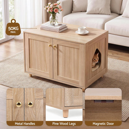 Artiss 2-In-1 Coffee Table Pet Cat House Wooden Side Table Storage Cabinet 80x50x55CM-Furniture > Living Room > Coffee Tables-PEROZ Accessories