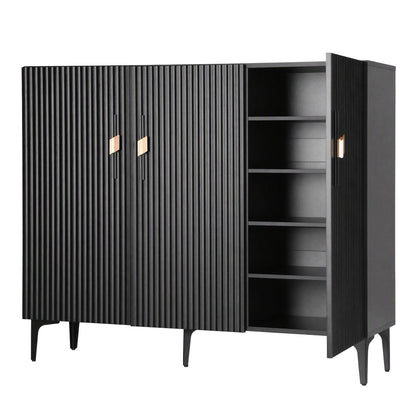 Artiss Shoe Cabinet Fluted Style 25 Pairs Shoe Storage Cupboard Black