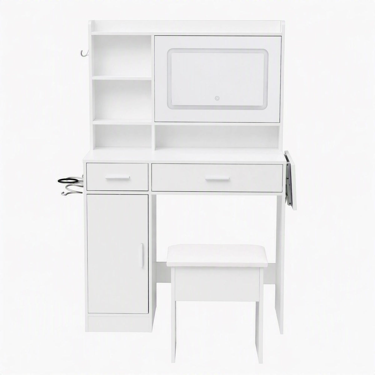 Artiss Dressing Table Vanity Desk Set Stool LED Charging Station White-Furniture > Bedroom > Dressing Vanity &amp; Dressing Tables-PEROZ Accessories