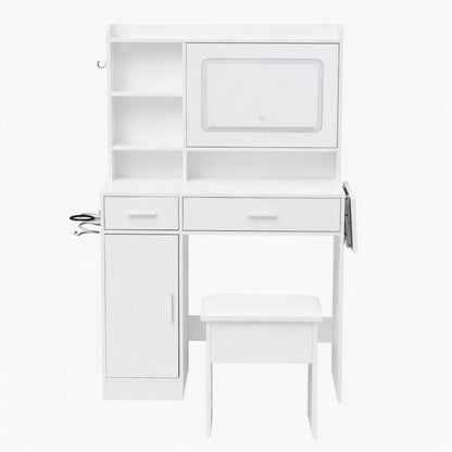 Artiss Dressing Table Vanity Desk Set Stool LED Charging Station White-Furniture > Bedroom > Dressing Vanity &amp; Dressing Tables-PEROZ Accessories