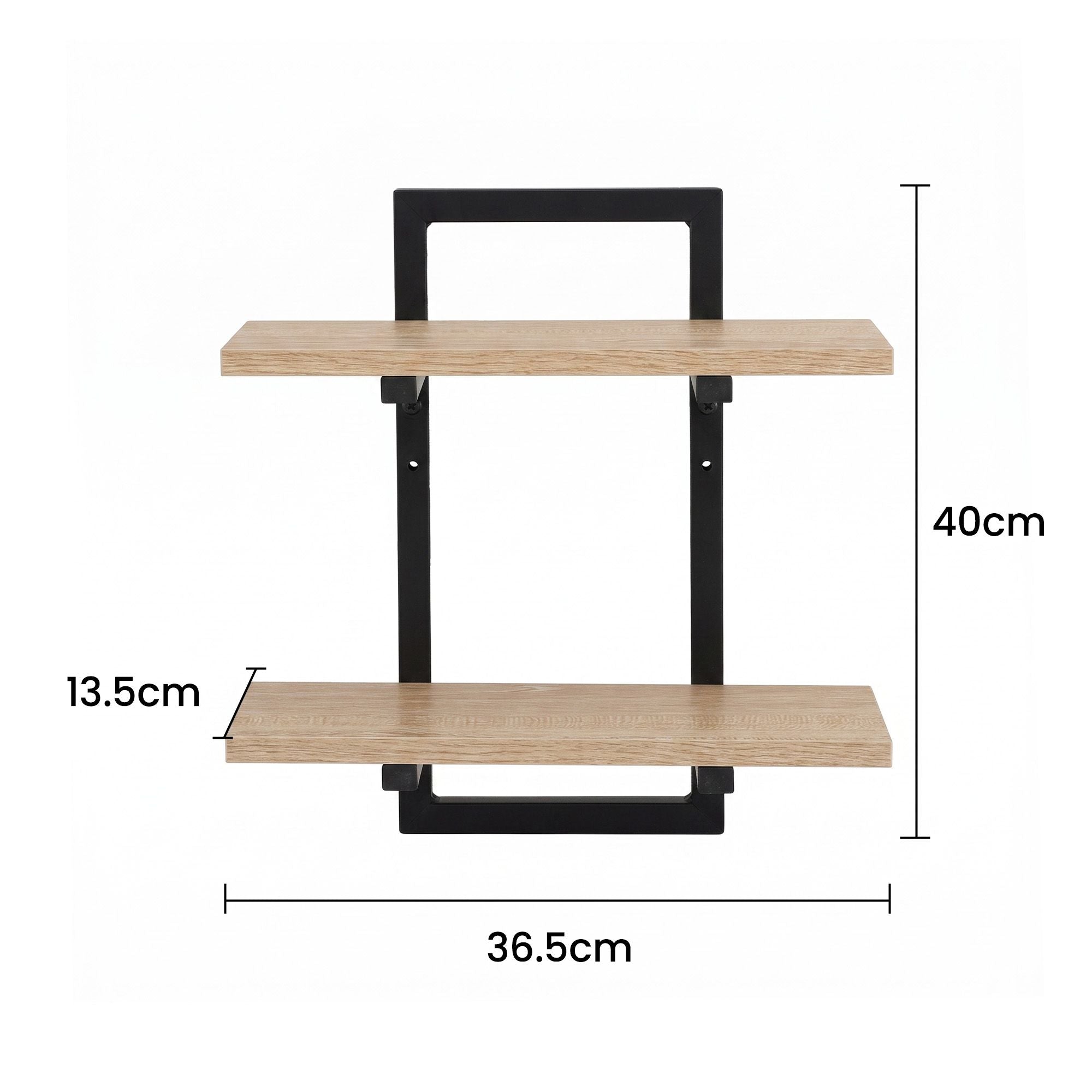 Artiss Set of 2 Floating Wall Shelf 2-Tier Wall-Mounted Display Ledge Wood &amp; Metal