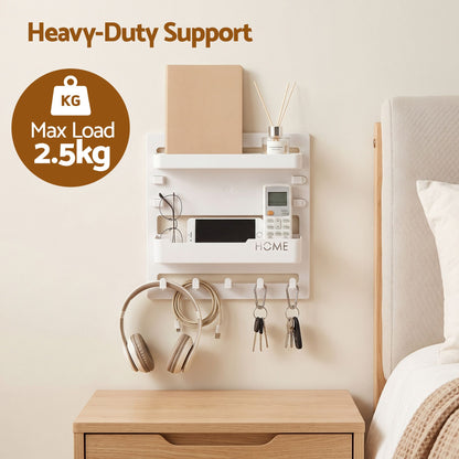 Artiss Bedside Shelf Wall Mount Organizer - Self-Adhesive Floating Nightstand Caddy for Storage, No-Drill Stick-On Aesthetic Room Decor for Girls &amp; Dorms