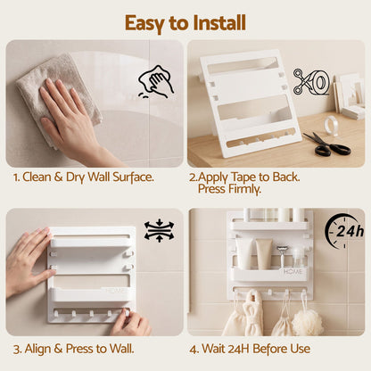 Artiss Bedside Shelf Wall Mount Organizer - Self-Adhesive Floating Nightstand Caddy for Storage, No-Drill Stick-On Aesthetic Room Decor for Girls &amp; Dorms