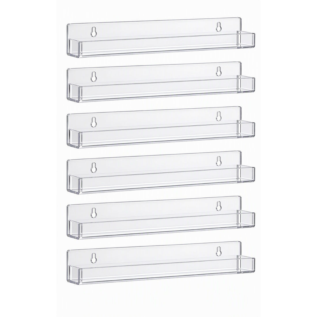 Artiss 6-Pack Acrylic Wall Shelves, Clear Floating Display Shelf with Detachable Panels &amp; Front Lip-Furniture > Living Room > Bookcases &amp; Shelves-PEROZ Accessories