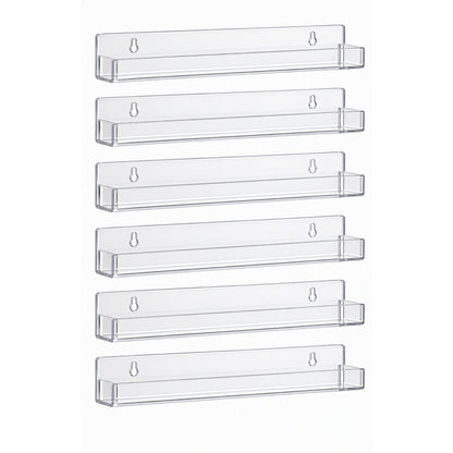 Artiss 6-Pack Acrylic Wall Shelves, Clear Floating Display Shelf with Detachable Panels &amp; Front Lip-Furniture > Living Room > Bookcases &amp; Shelves-PEROZ Accessories