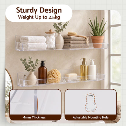 Artiss 6-Pack Acrylic Wall Shelves, Clear Floating Display Shelf with Detachable Panels &amp; Front Lip-Furniture > Living Room > Bookcases &amp; Shelves-PEROZ Accessories