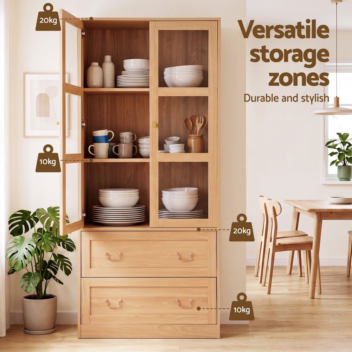 Artiss Buffet Sideboard Cabinet 180cm Hutch Storage Kitchen Drawer Door Wood-Furniture > Bathroom > Sinks-PEROZ Accessories