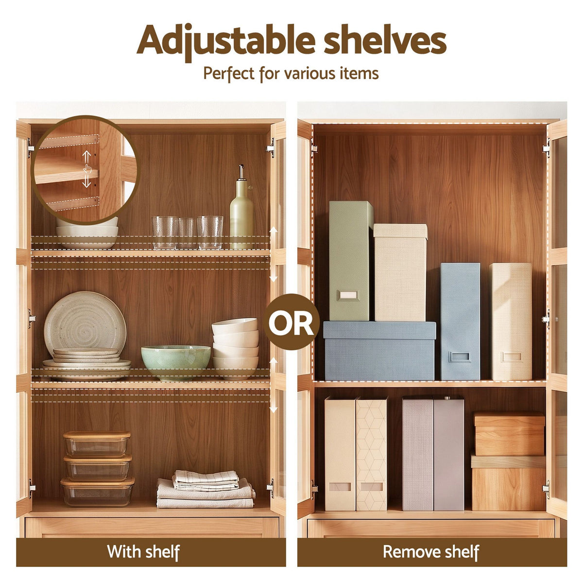 Artiss Buffet Sideboard Cabinet 180cm Hutch Storage Kitchen Drawer Door Wood-Furniture > Bathroom > Sinks-PEROZ Accessories