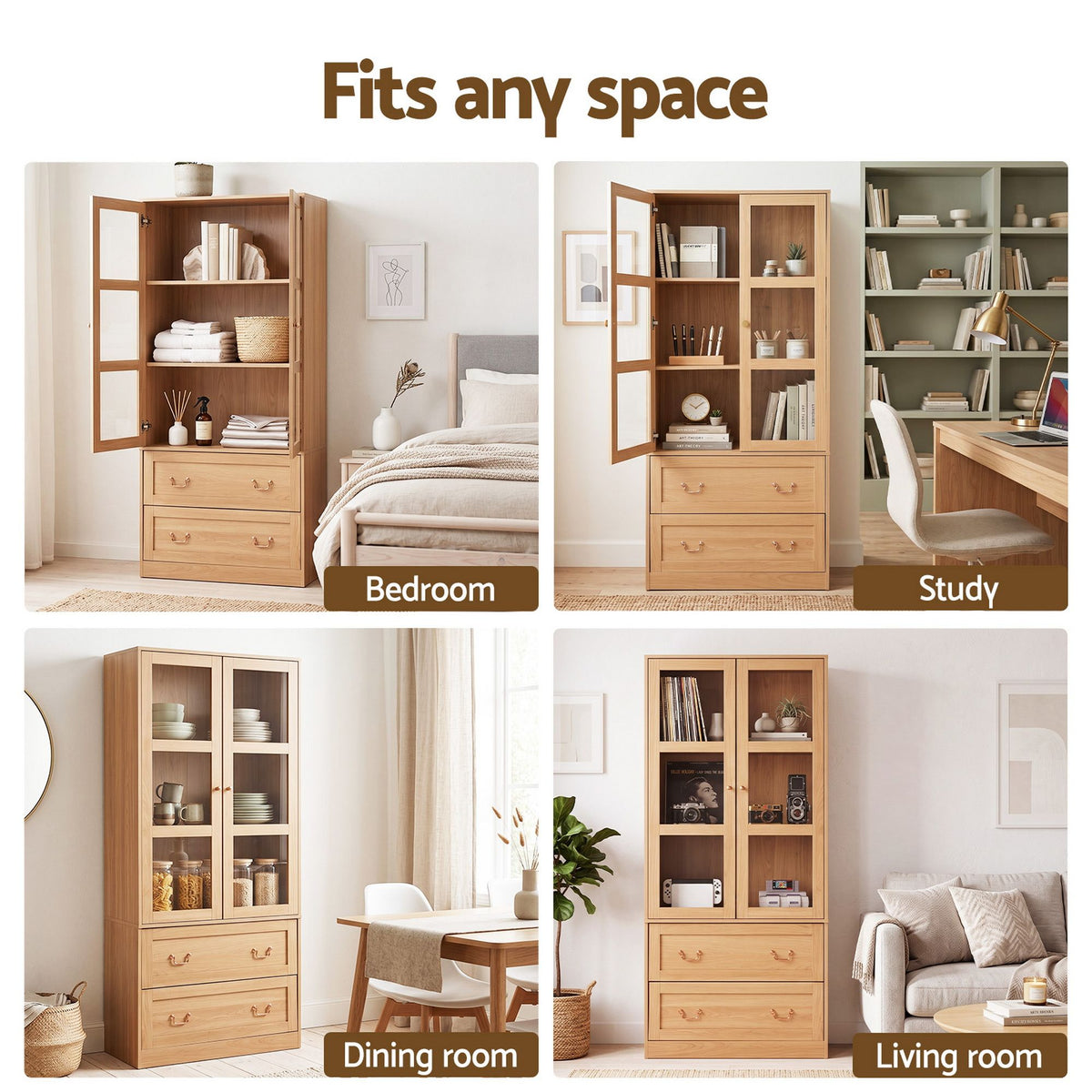 Artiss Buffet Sideboard Cabinet 180cm Hutch Storage Kitchen Drawer Door Wood-Furniture > Bathroom > Sinks-PEROZ Accessories