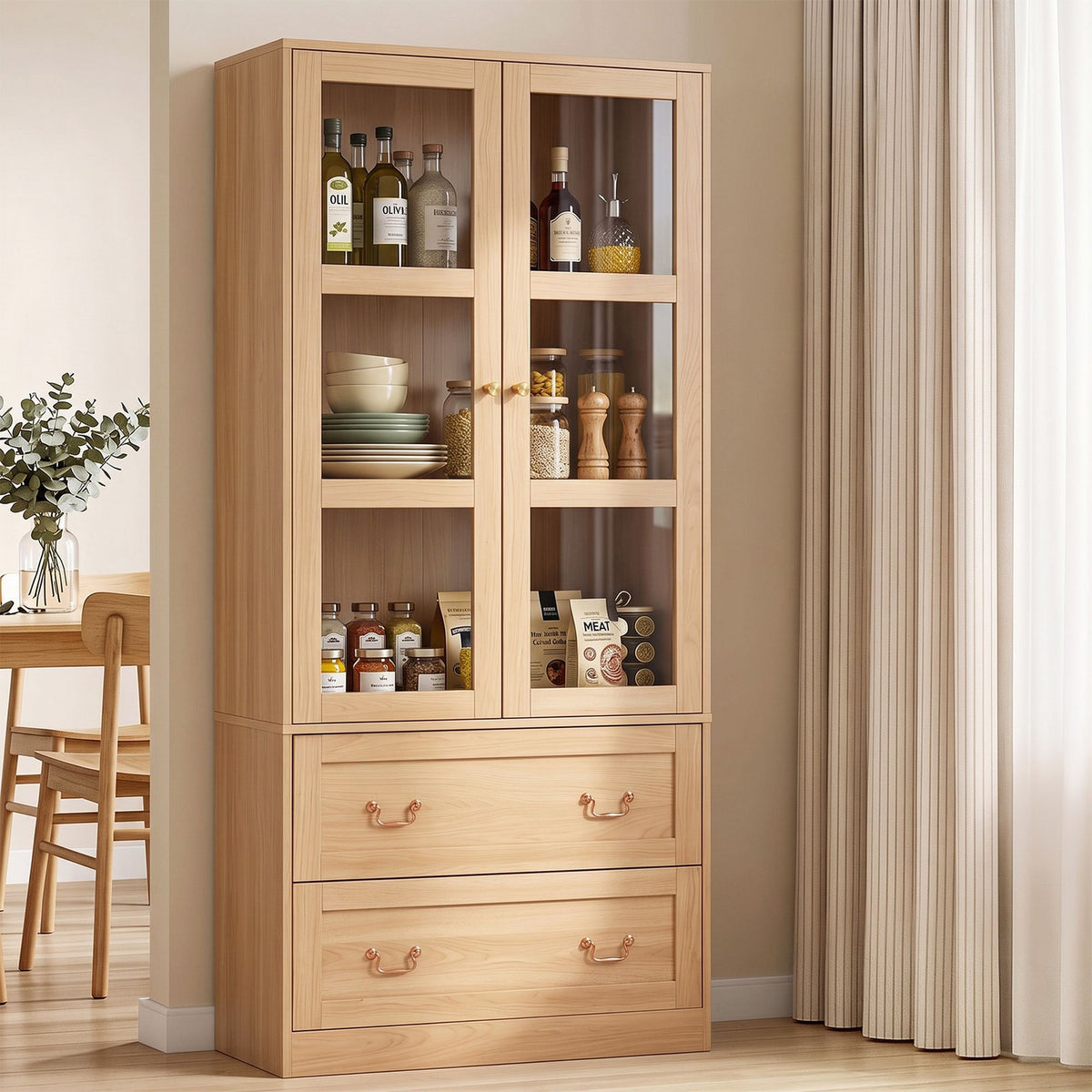 Artiss Buffet Sideboard Cabinet 180cm Hutch Storage Kitchen Drawer Door Wood-Furniture > Bathroom > Sinks-PEROZ Accessories